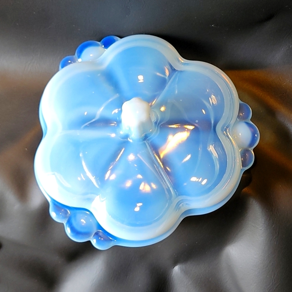 Lovely Blue Iridesent Dish & Lid